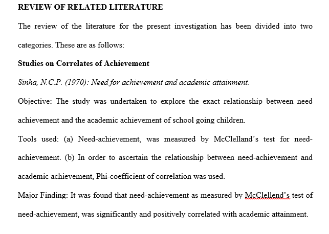 review of literature MAEDU Project