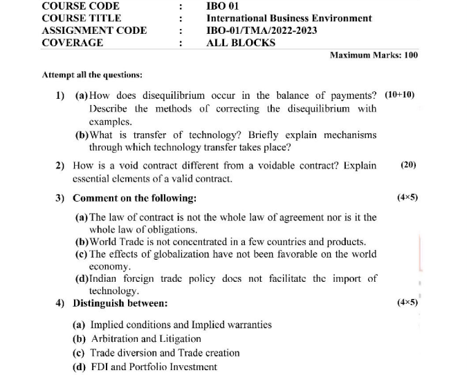 MCOM Assignment Question Paper